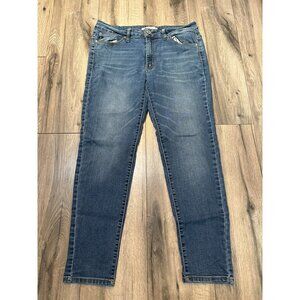 Kancun Blue Womens 9/28 Slim Fit Jeans Stretch Denim Distressed Detail Casual Ev